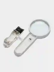 Лупа ручная, круглая, 4х, 65 мм, с подсветкой (2 LED), белая