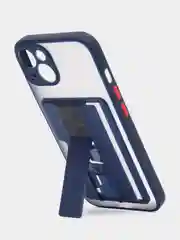 Темно-синий чехол с карманом для карт на iPhone 7, 8, XR, 11, 12, 13, Pro, Max, SE, магнит, подставка