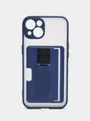 Темно-синий чехол с карманом для карт на iPhone 7, 8, XR, 11, 12, 13, Pro, Max, SE, магнит, подставка