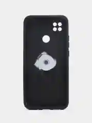 Черный чехол для Xiaomi Redmi 9C, Redmi 10A, противоударный с металлической подставкой-кольцом