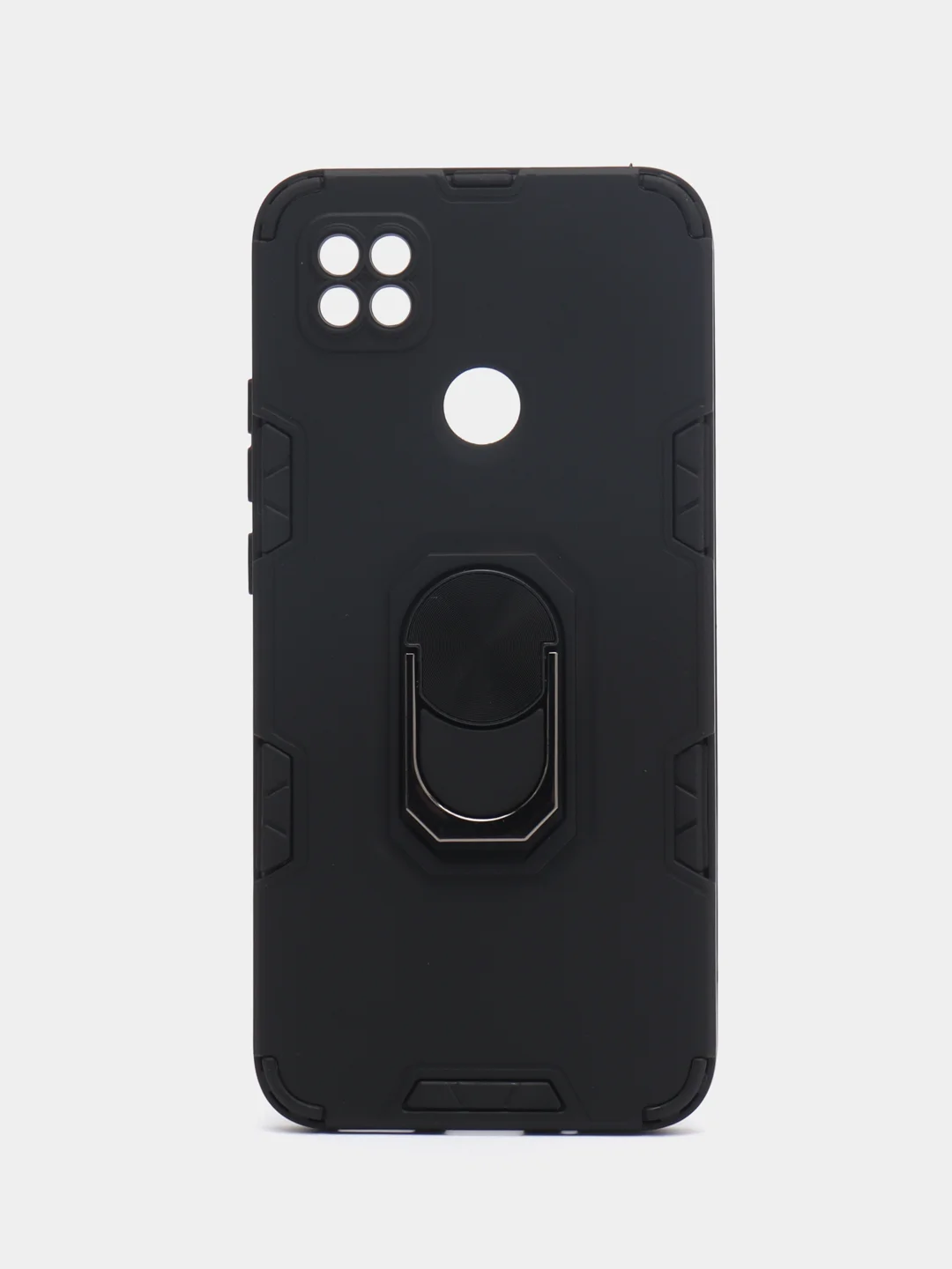 Черный чехол для Xiaomi Redmi 9C, Redmi 10A, противоударный с металлической подставкой-кольцом