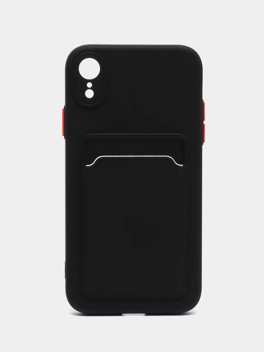 Черный чехол с карманом для карт iPhone XR, 11, 12Pro, 13Pro, цветной силикон