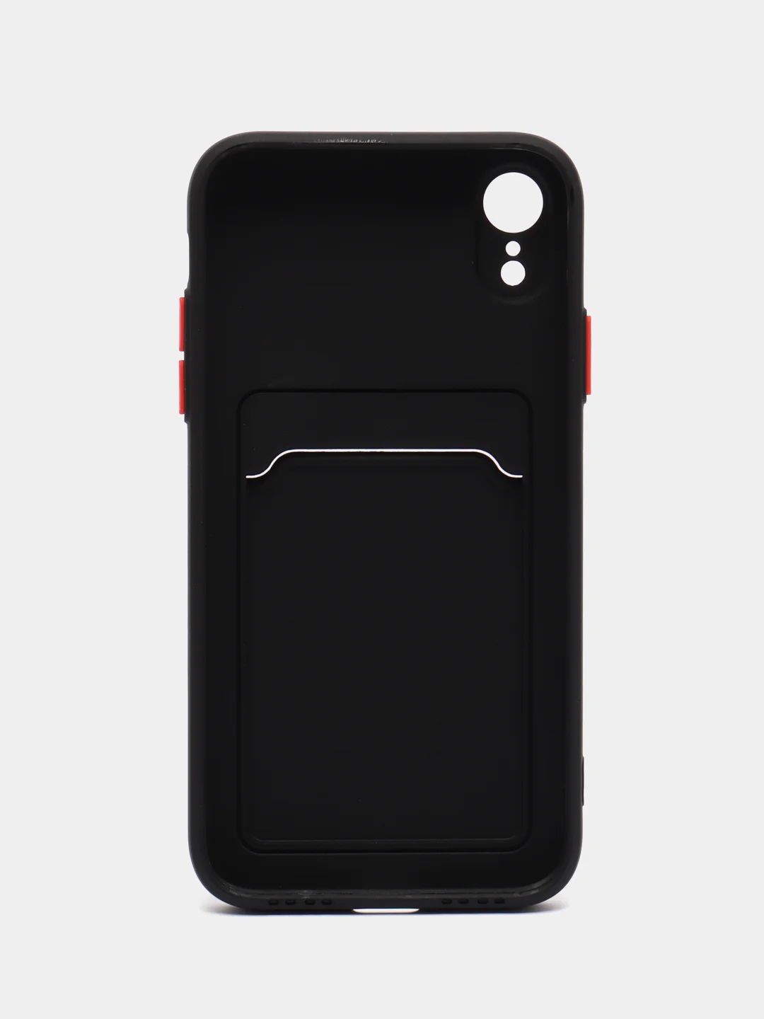 Черный чехол с карманом для карт iPhone XR, 11, 12Pro, 13Pro, цветной силикон