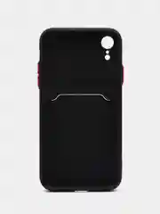 Черный чехол с карманом для карт iPhone XR, 11, 12Pro, 13Pro, цветной силикон