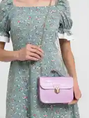 Лавандовый сумка женская через плечо, с цепью, кожаная
