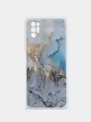 Голубой силиконовый чехол на Tecno Pova 2 / Текно Пова 2 прозрачный, с рисунком, защита камеры