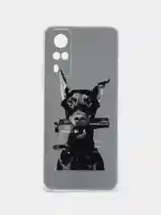 Серый силиконовый чехол на Vivo Y31/Y53s 4G / Виво Y31 прозрачный, с рисунком, защита камеры