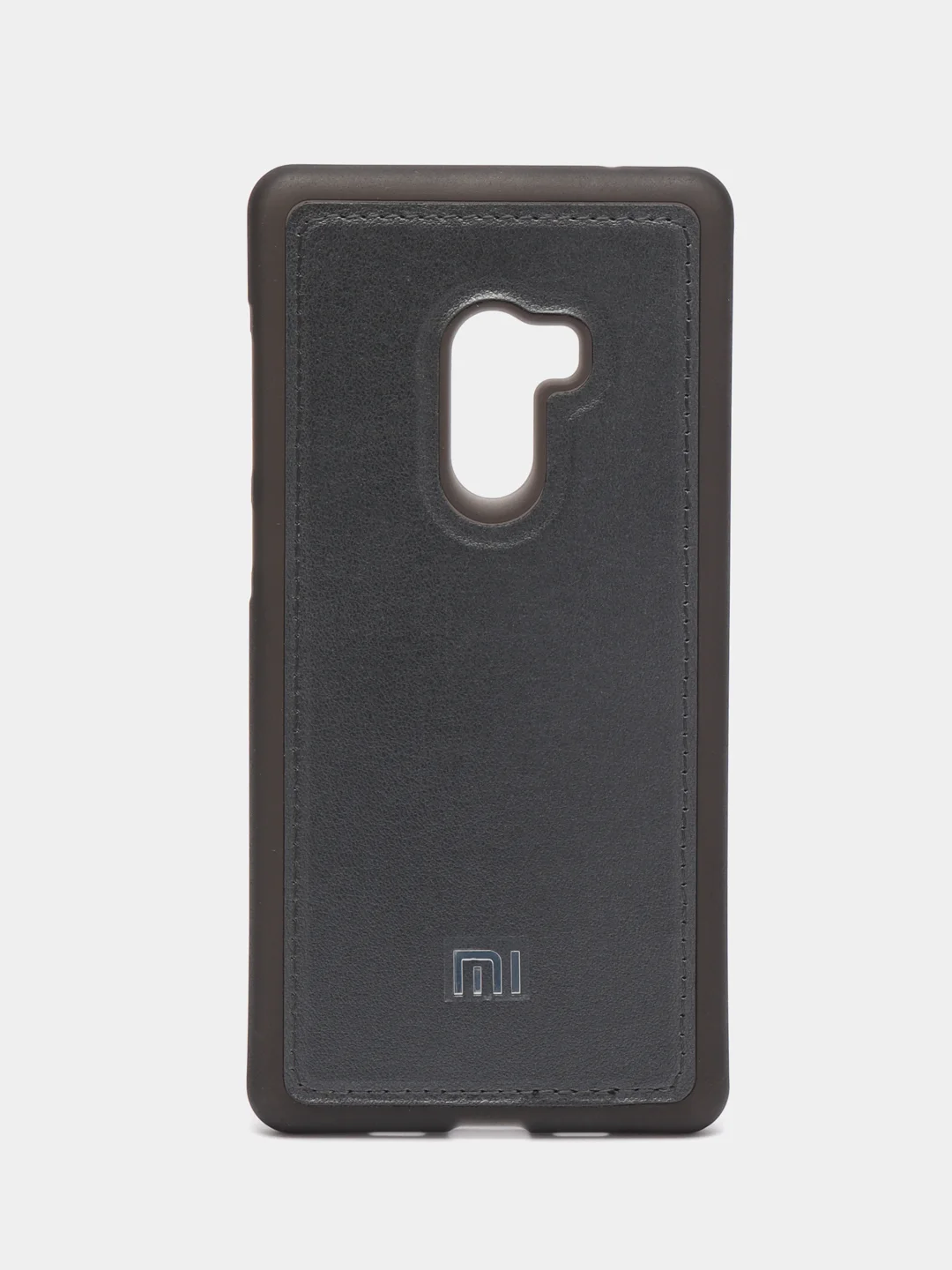 Серый силиконовый чехол с кожаной вставкой на Xiaomi Mi Mix 2