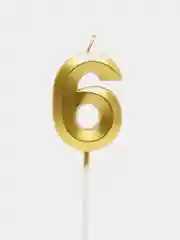 Свеча на торт на шпажке "Грань", цифра 6, золотая, 5 х 3.5 см