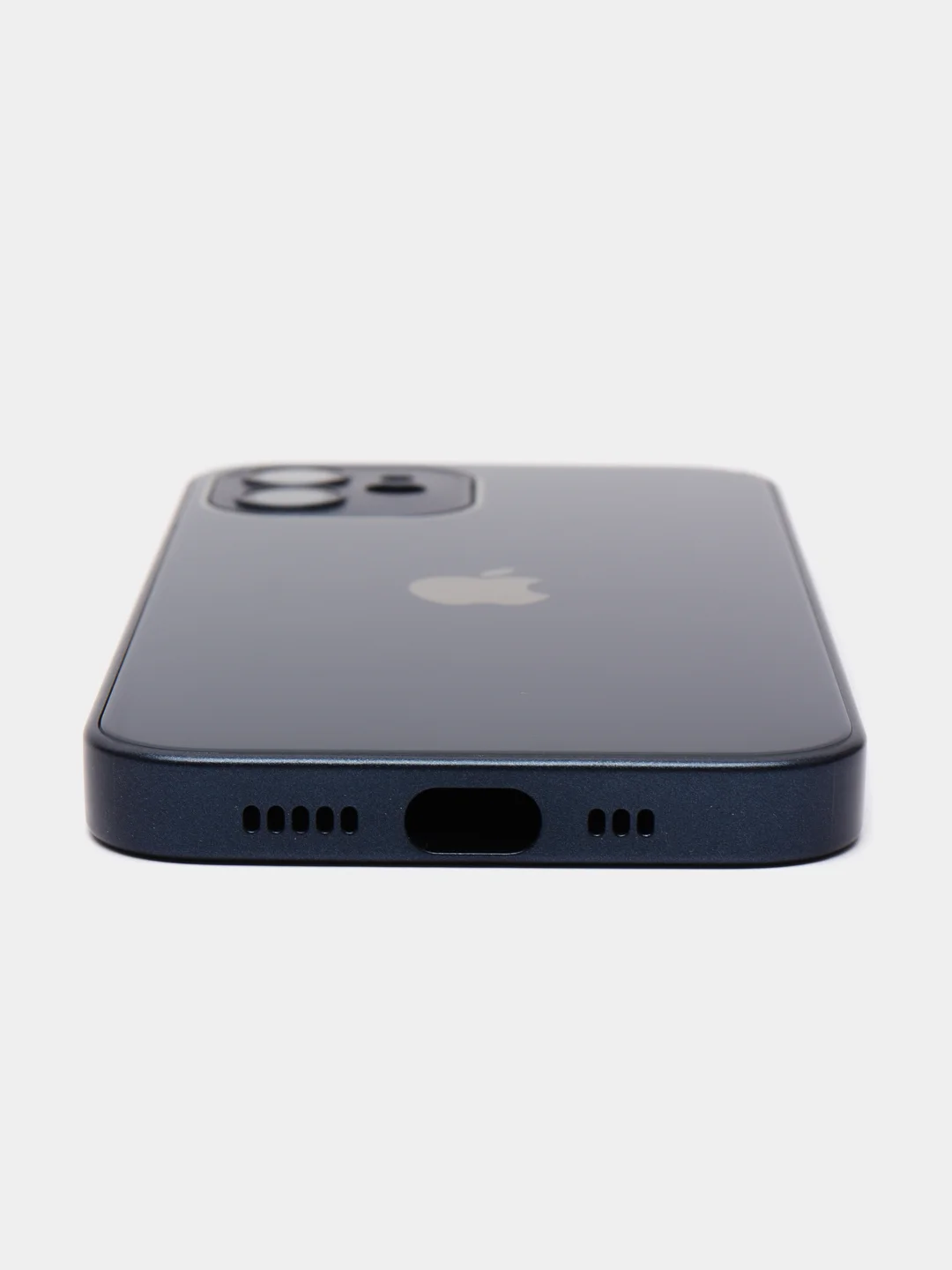 Темно-синий чехол для iPhone 11, 12 Pro, 13 Pro, стеклянный, силиконовый, с защитой линзы камеры