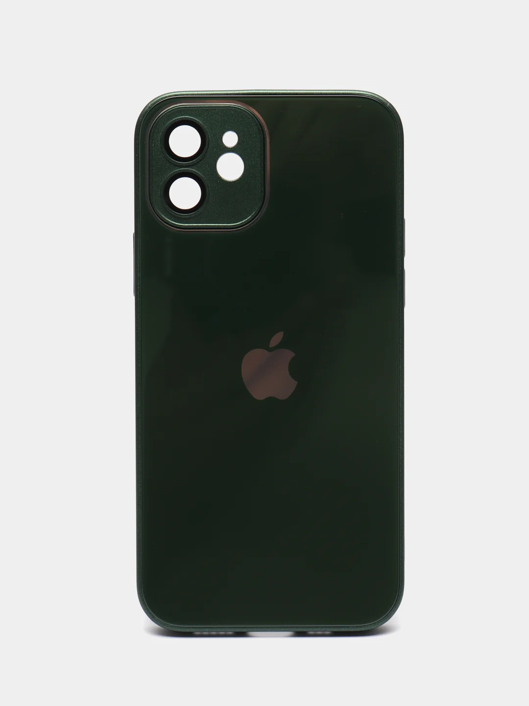 Тёмно-зелёный чехол для iPhone 11, 12 Pro, 13 Pro, стеклянный, силиконовый, с защитой линзы камеры