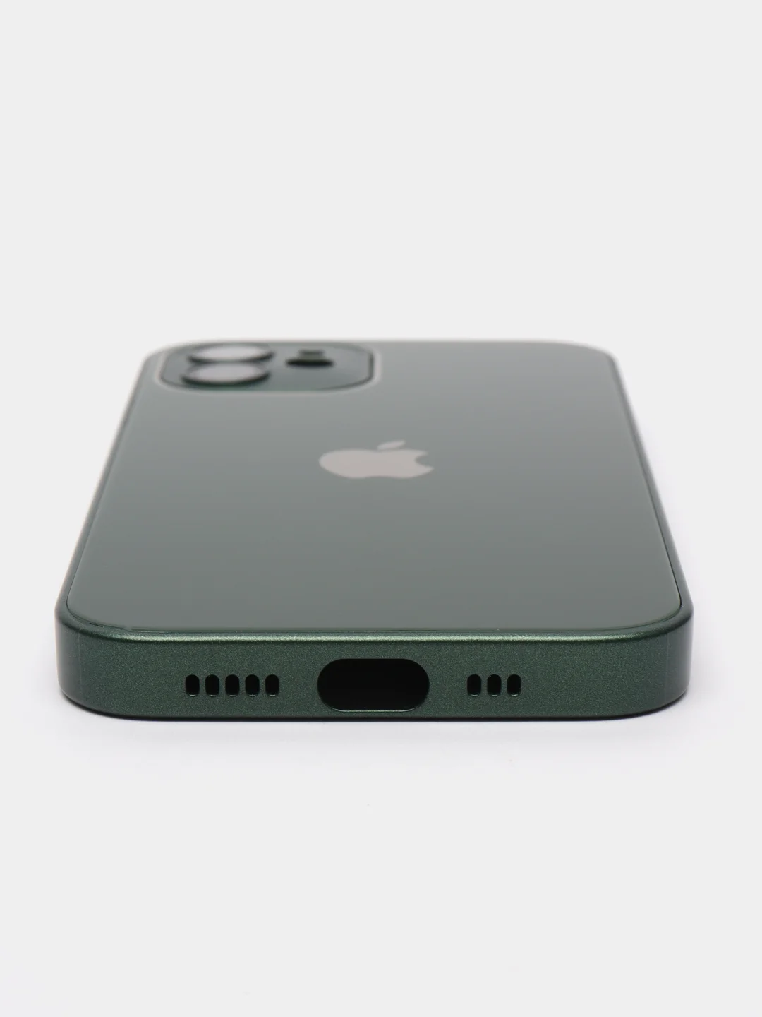 Тёмно-зелёный чехол для iPhone 11, 12 Pro, 13 Pro, стеклянный, силиконовый, с защитой линзы камеры