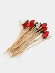 Красный деревянные шпажки для канапе, бамбуковые пики для фуршета, бамбуковая сервировочная посуда