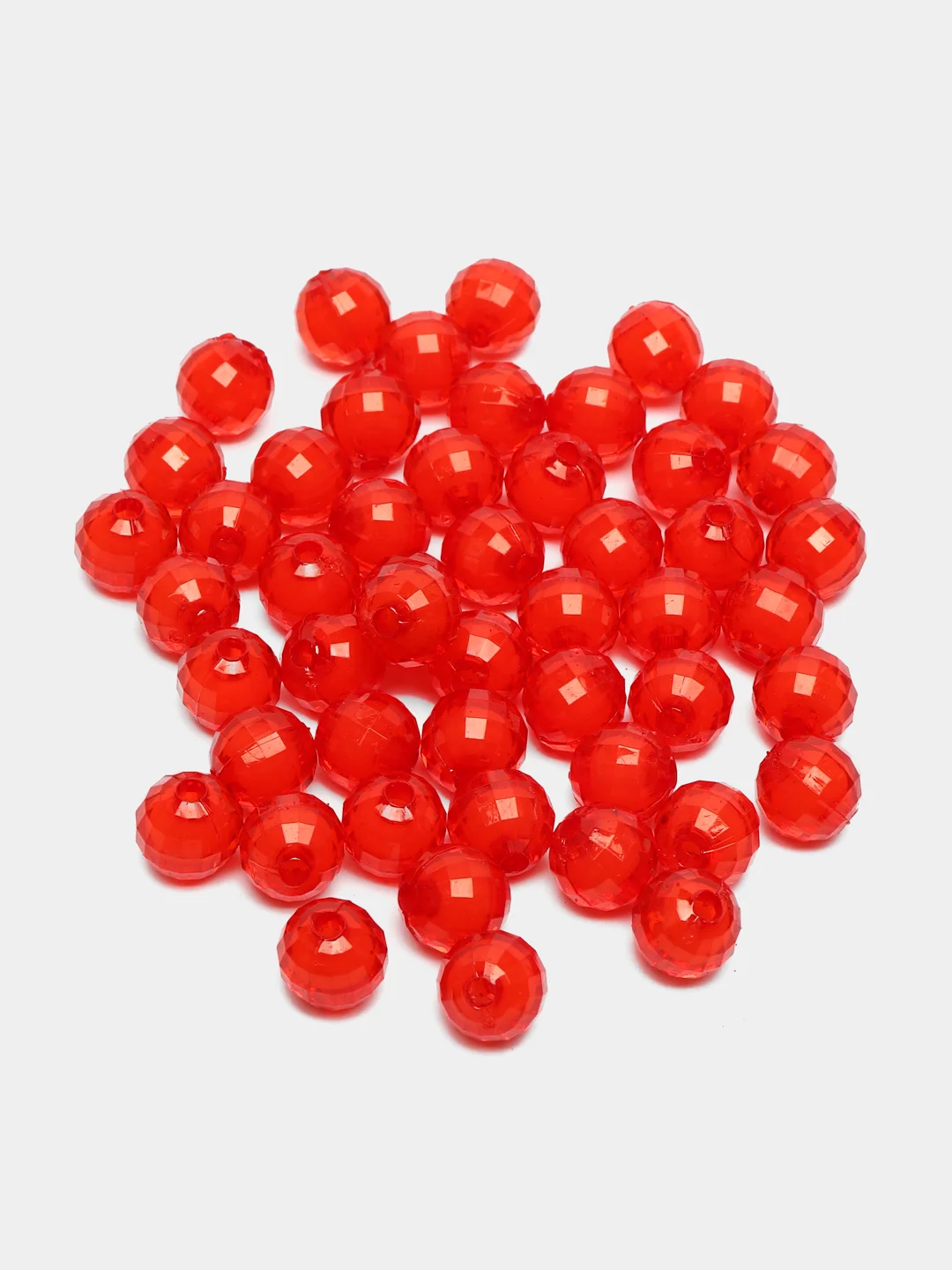 Красный бусины, круглые, акриловые, граненые, 50 штук