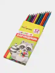Карандаши цветные заточенные, 12 цветов, в картонной коробке
