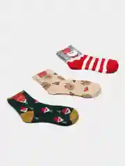 Зеленый носки женские новогодние, в подарочной коробке, по 3 пары