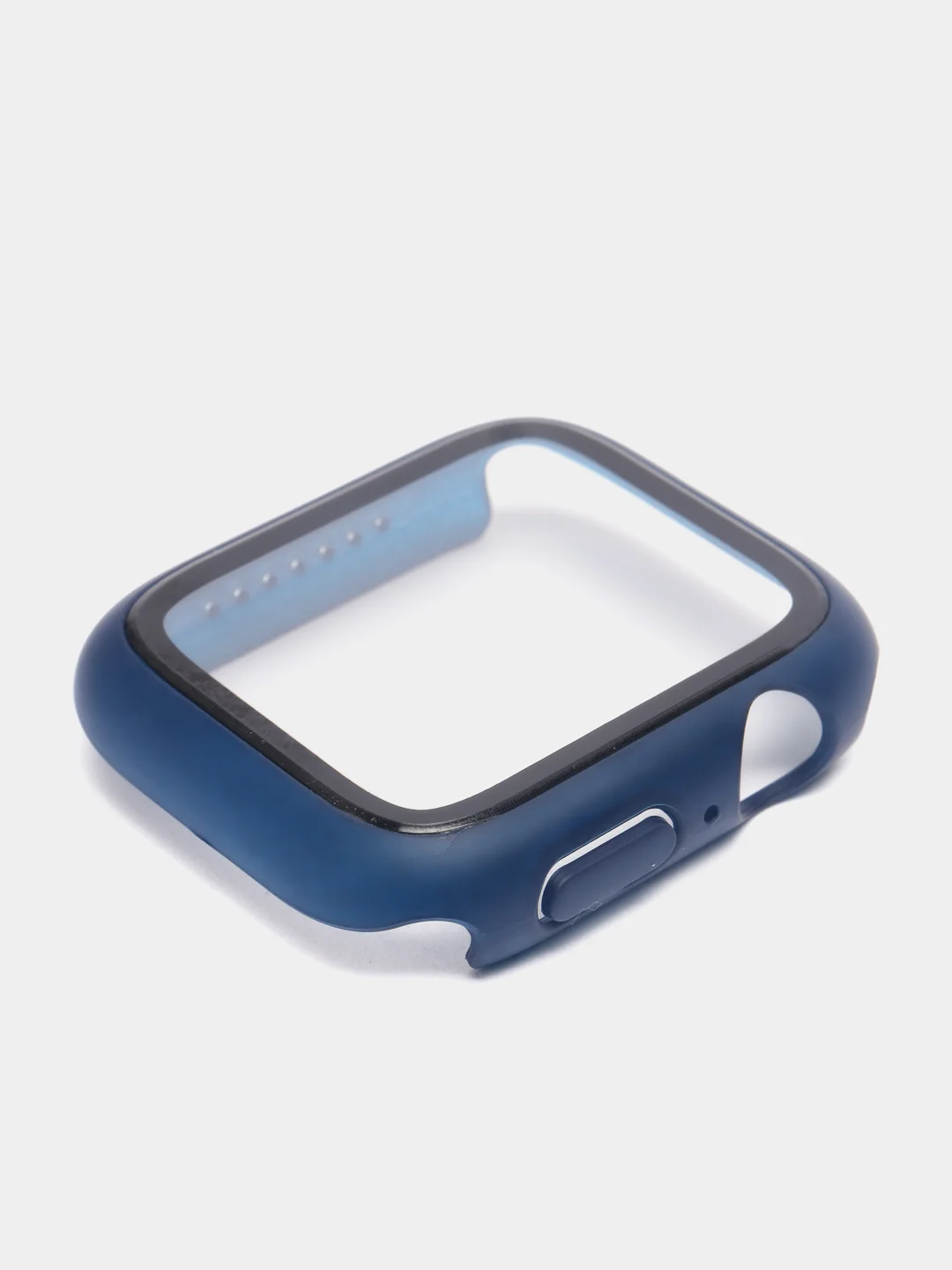Синий бампер чехол на часы Apple Watch 41мм, кейс накладка с защитным стеклом