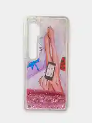 Розовый чехол Xiaomi Mi Note 10 / Mi Note 10 Pro / Mi CC9 PRO переливающийся жидкий с блестками