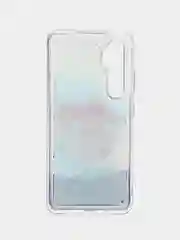 Синий чехол Xiaomi Mi Note 10 Lite силиконовый переливающийся жидкий с блестками