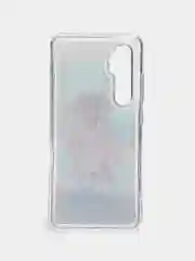 Серебряный чехол Xiaomi Mi Note 10 Lite силиконовый переливающийся жидкий с блестками