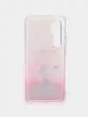 Фуксия чехол Xiaomi Mi Note 10 Lite силиконовый переливающийся жидкий с блестками