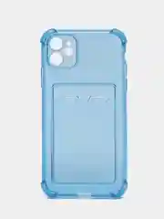 Небесно-голубой чехол с карманом для карт iPhone XR, 11, 12, 13, 14, Pro, Pro Max, Plus, 7, 8, айфон