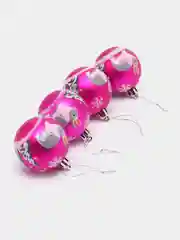 Розовый набор новогодних шаров для елки Змея, 6 см, 4 штуки, матовые, символ года 2025
