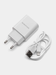 Зарядное устройство Borofone BA58A для iPhone, 2USB, быстрая зарядка 2.4A
