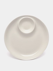 Блюдо фарфоровое с соусником White Label, d=25 см, цвет белый