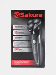 Черный бритва Sakura SA-5425BK, 3 головки, триммер, влажное бритьё