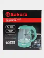 Чайник электрический Sakura SA-2733GR, свежая мята, стеклянный, с подсветкой, 1.7 л