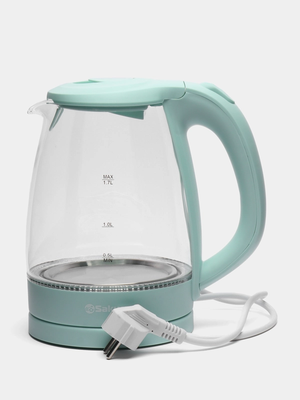 Чайник электрический Sakura SA-2733GR, свежая мята, стеклянный, с подсветкой, 1.7 л