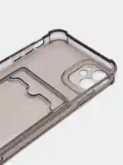 Серый металлик чехол с карманом для карт iPhone XR, 11, 12, 13, 14, Pro, Pro Max, Plus, 7, 8, айфон