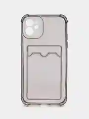 Серый металлик чехол с карманом для карт iPhone XR, 11, 12, 13, 14, Pro, Pro Max, Plus, 7, 8, айфон