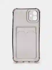 Серый металлик чехол с карманом для карт iPhone XR, 11, 12, 13, 14, Pro, Pro Max, Plus, 7, 8, айфон