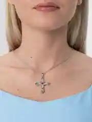 Салатовый подвеска женская Крестик