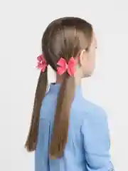 Коралловый бантики для волос на резинке, 2 штуки