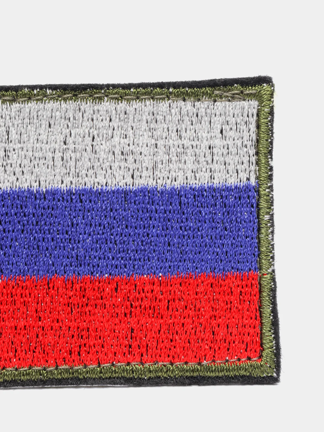 Хаки шеврон нашивка на одежду "Флаг России", на липучке