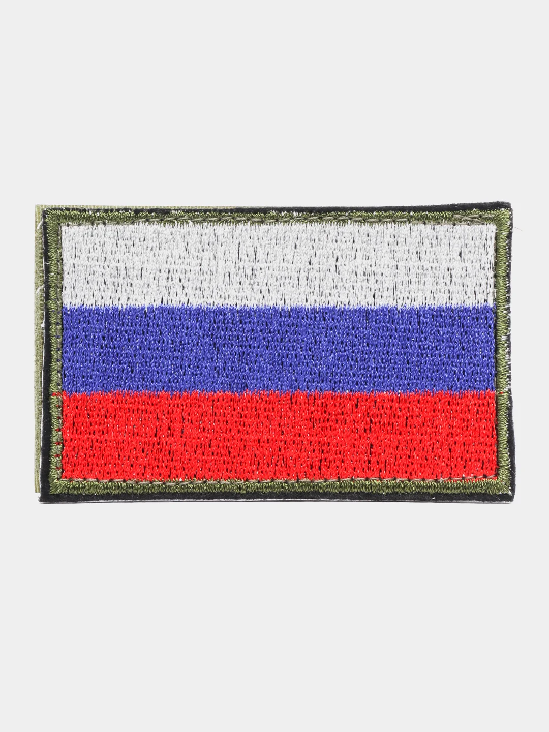 Хаки шеврон нашивка на одежду "Флаг России", на липучке