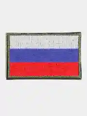 Хаки шеврон нашивка на одежду "Флаг России", на липучке
