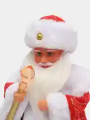Дед Мороз "Посох с кристаллом", двигается, 38 см, красный