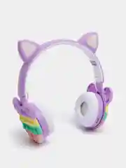 Фиолетовый беспроводные Bluetooth наушники с кошачьими ушками pop-it, с шумоподавлением, складные