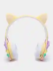 Желтый беспроводные Bluetooth наушники с кошачьими ушками pop-it, с шумоподавлением, складные