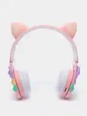 Розовый беспроводные Bluetooth наушники с кошачьими ушками pop-it, с шумоподавлением, складные