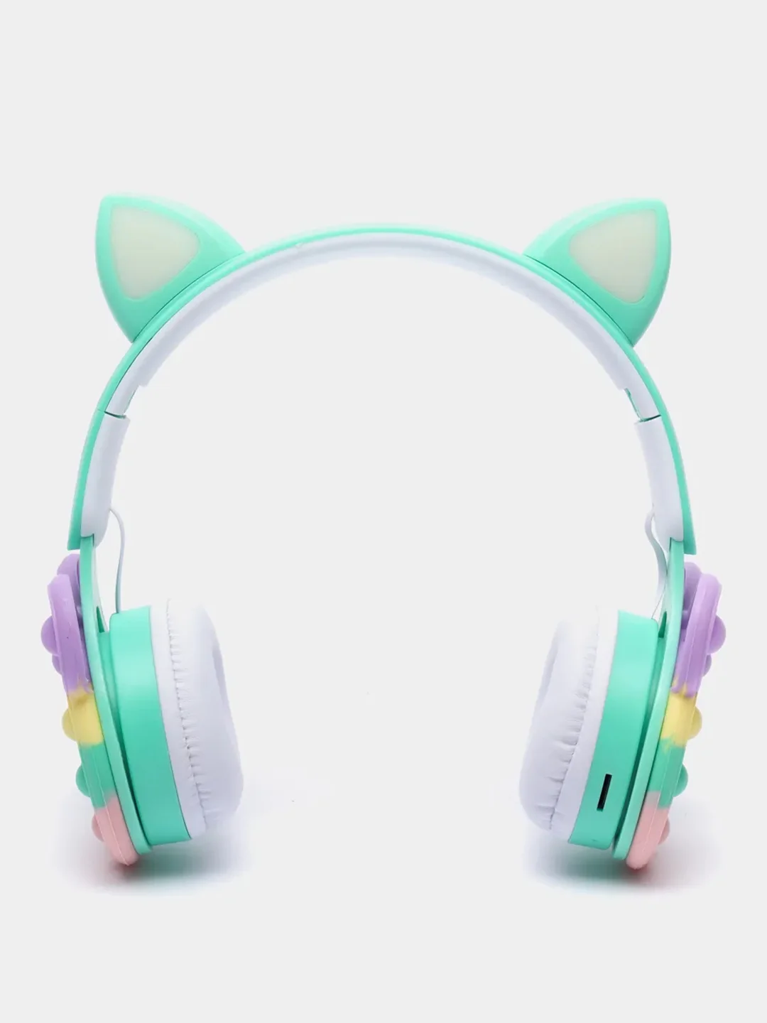 Зеленый беспроводные Bluetooth наушники с кошачьими ушками pop-it, с шумоподавлением, складные