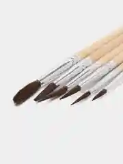 Набор кистей, белка, круглые, 6 шт: №1, 2, 3, 4, 5, 6, с деревянными ручками, блистер