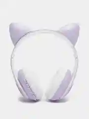 Фиолетовый безпроводные Bluetooth наушники с кошачими светящими ушками CAT STN-28