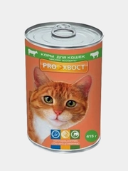Корм влажный PROХВОСТ для кошек, мясное ассорти, в соусе, 415 г