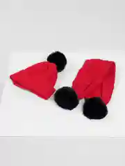 Алый комплект шапка и шарф, зимний комплект