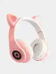 Розовый беспроводные светящиеся наушники с bluetooth кошачьи ушки